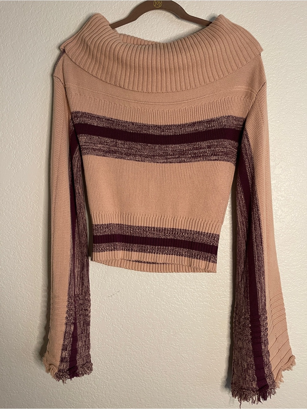 *NWOT* 100% Cotton ILLA ILLA Boho Bell Sleeve Off-the-Shoulder Striped Pullover